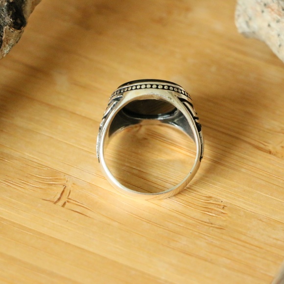 Sterling Silver Men's Rings With Black Onyx - Picture 8 of 8